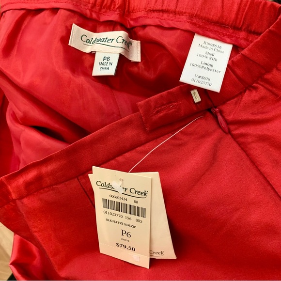 💧Coldwater Creek Red Shimmer 100% Silk Slacks size Petite 6 - Picture 8 of 8